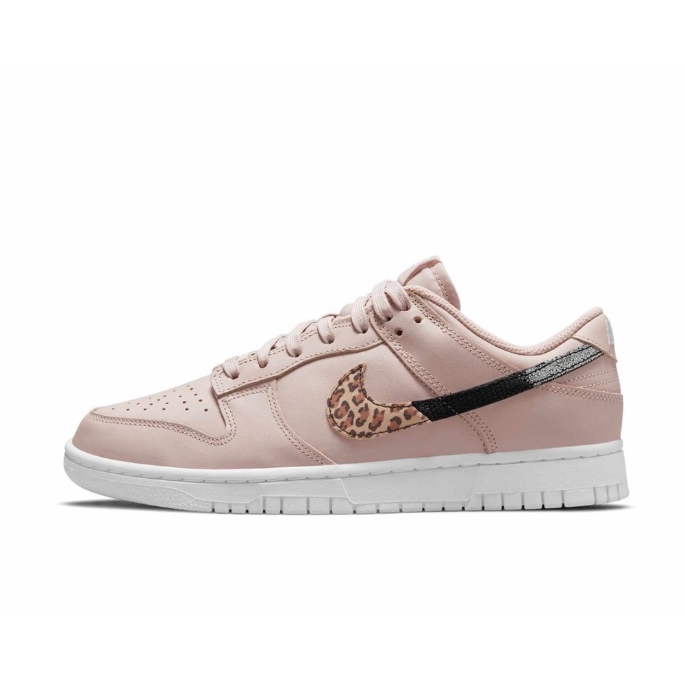Nike Dunk SE Low Primal Pink Sneakers Animal Print Metallic Swoosh DD7099-200